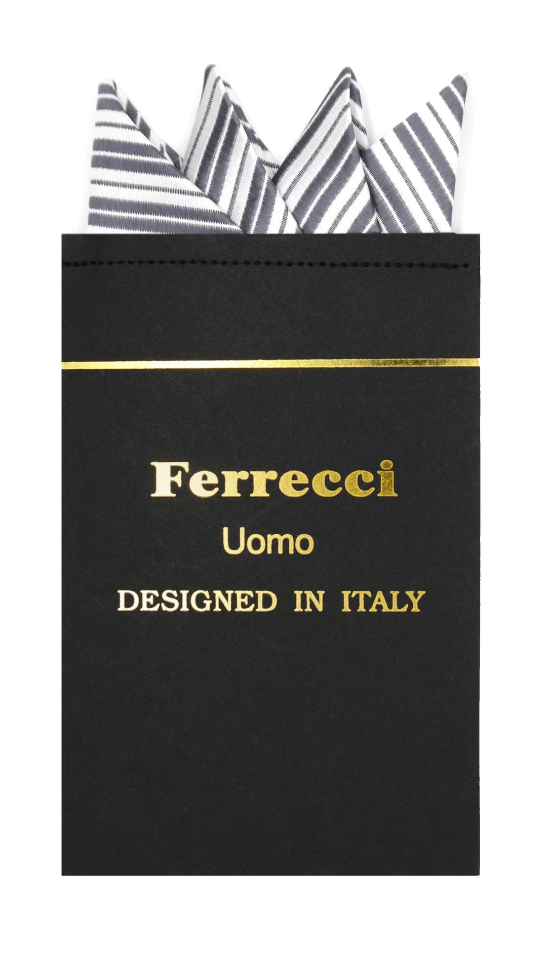 Pre-Folded Microfiber Dark Grey Stripe Handkerchief Pocket Square - FHYINC best men's suits, tuxedos, formal men's wear wholesale