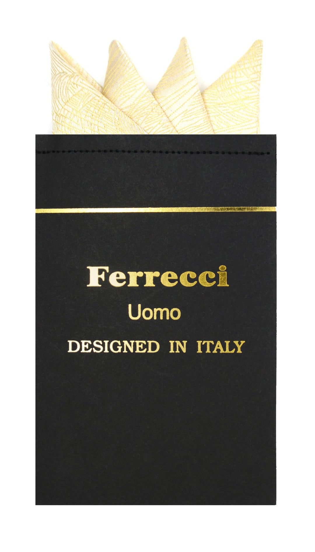 Pre-Folded Microfiber Gold Stripe Handkerchief Pocket Square - FHYINC best men's suits, tuxedos, formal men's wear wholesale