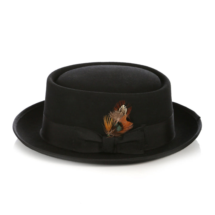 Black Wool Pork Pie Hat - FHYINC best men&
