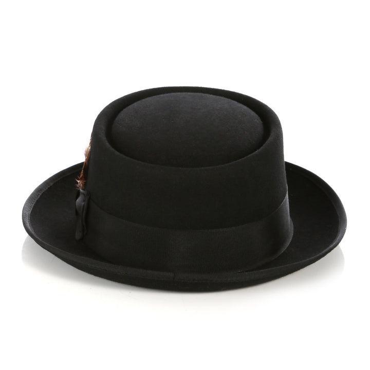 Black Wool Pork Pie Hat - FHYINC best men&