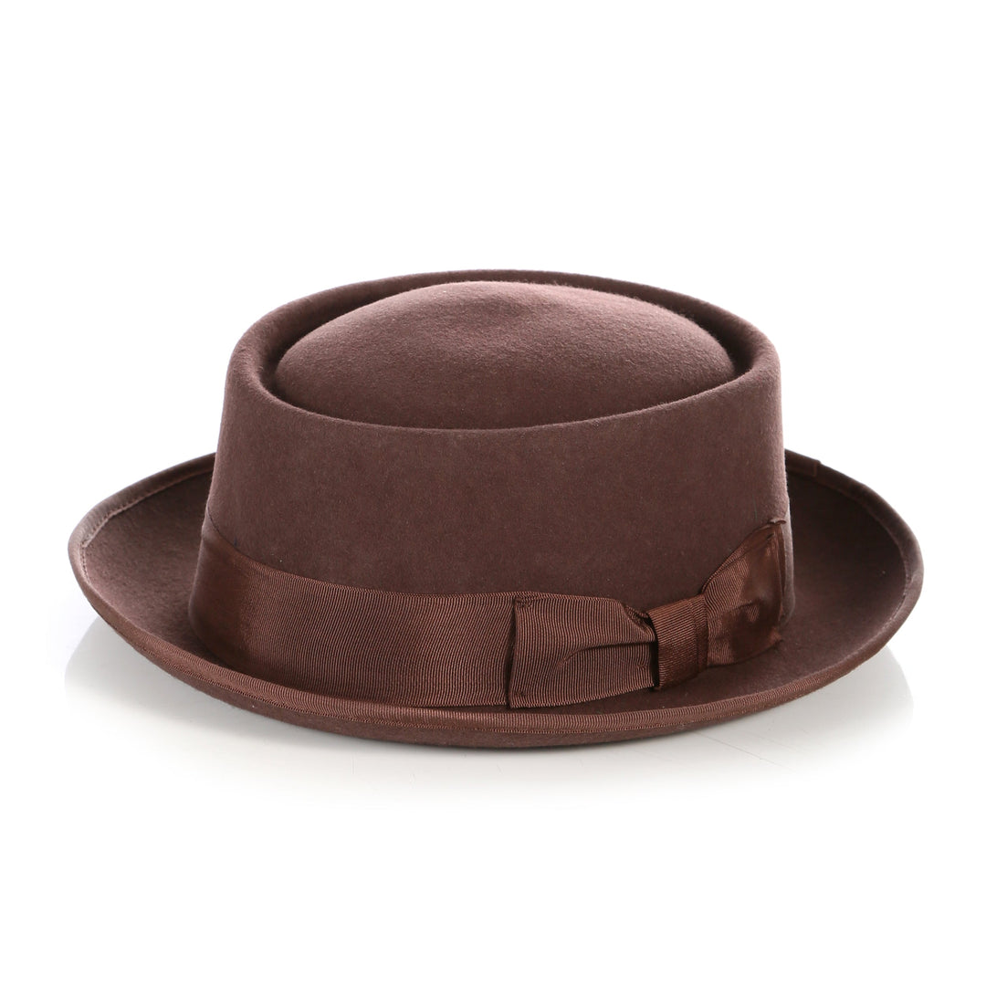 Brown Wool Pork Pie Hat - FHYINC best men&