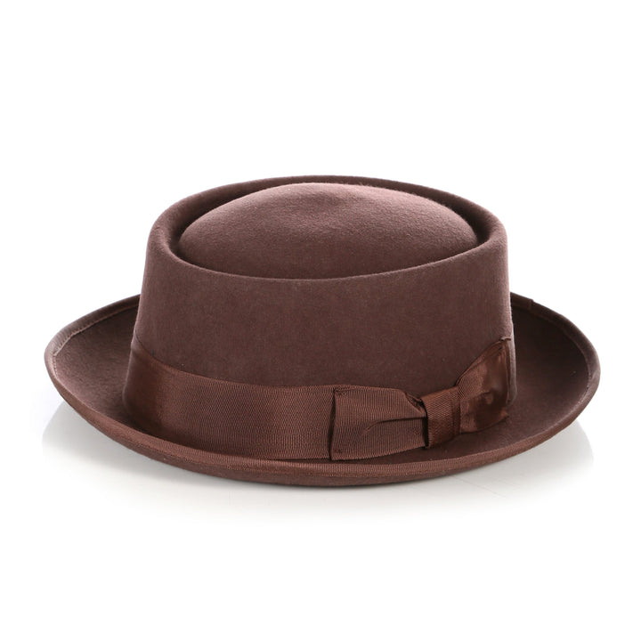 Brown Wool Pork Pie Hat - FHYINC best men&