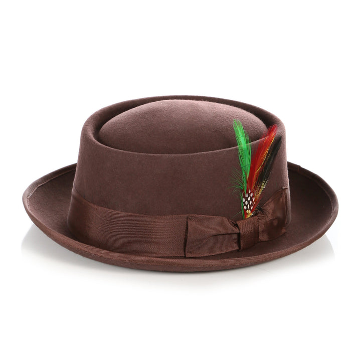 Brown Wool Pork Pie Hat - FHYINC best men&