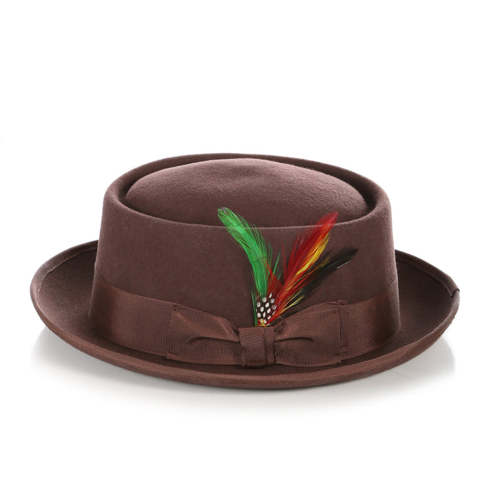 Brown Wool Pork Pie Hat - FHYINC best men&