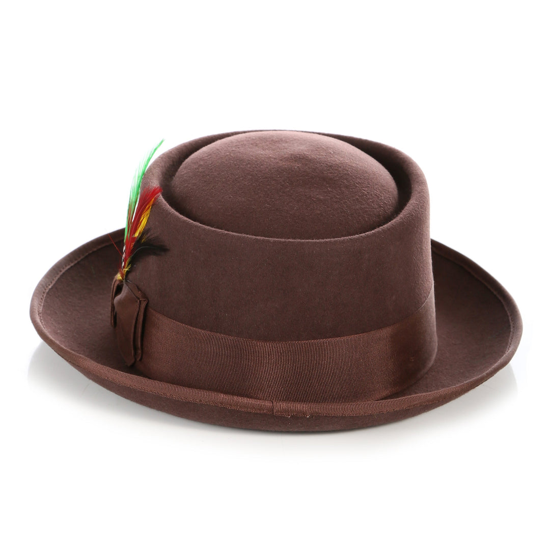 Brown Wool Pork Pie Hat - FHYINC best men&