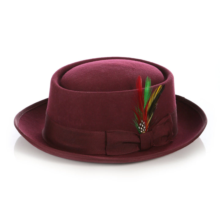 Burgundy Wool Pork Pie Hat - FHYINC best men&