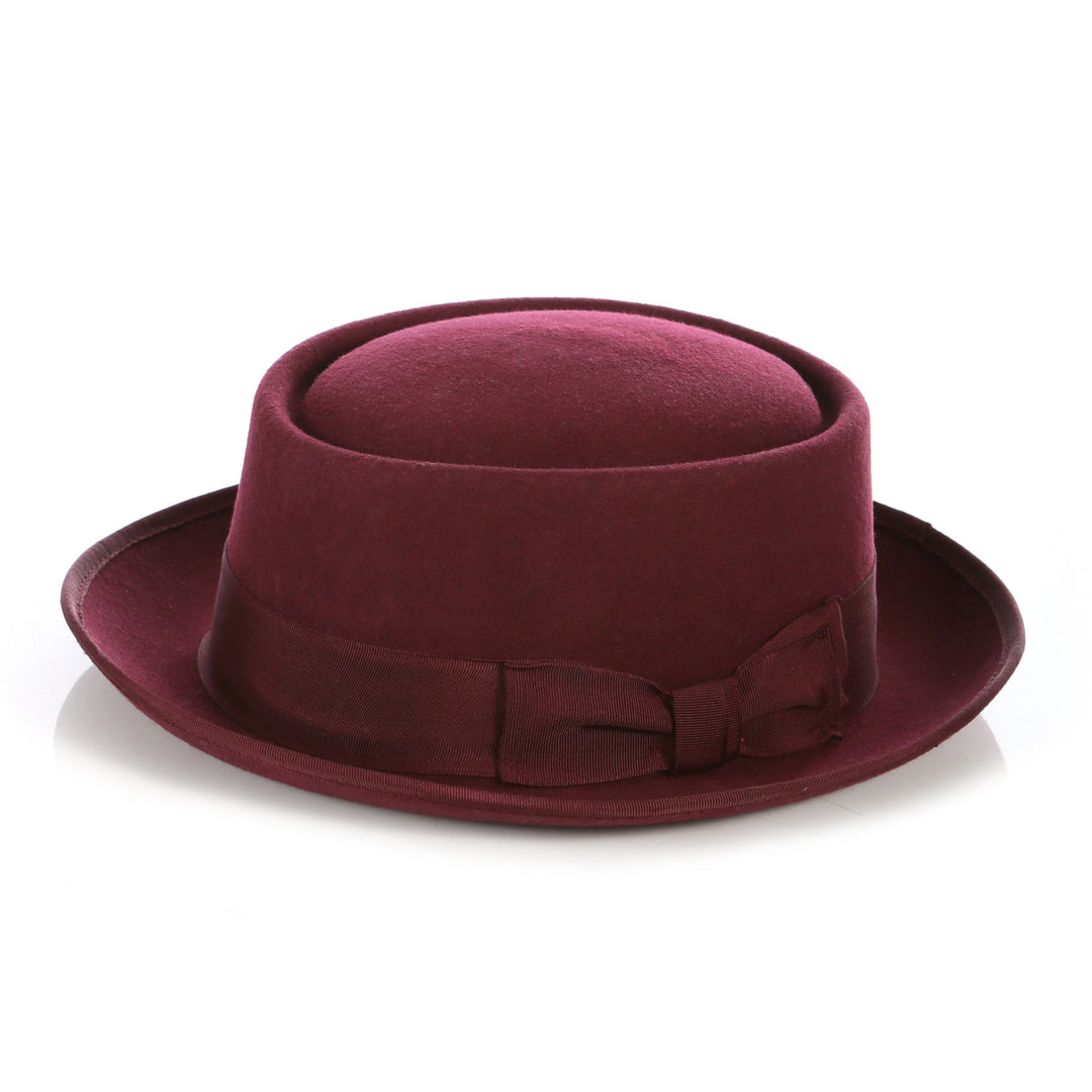 Burgundy Wool Pork Pie Hat - FHYINC best men&