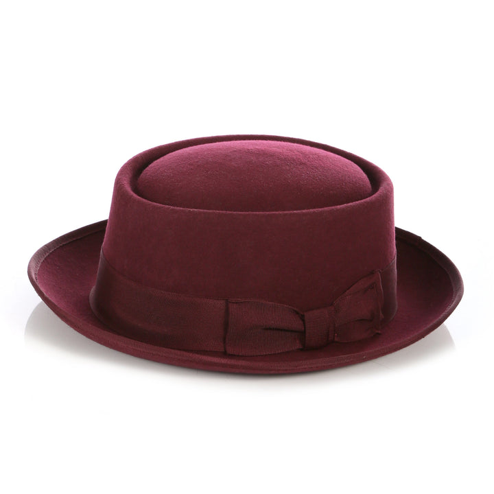 Burgundy Wool Pork Pie Hat - FHYINC best men&