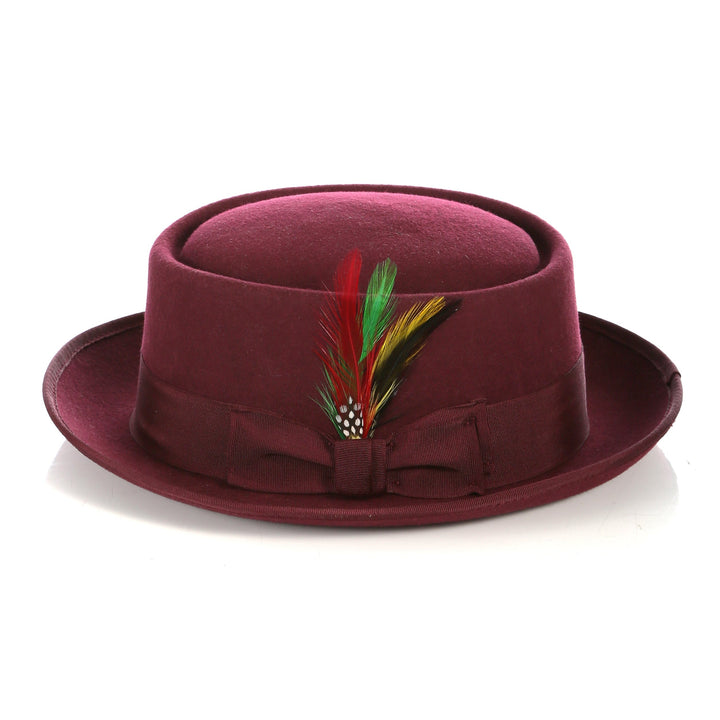 Burgundy Wool Pork Pie Hat - FHYINC best men&