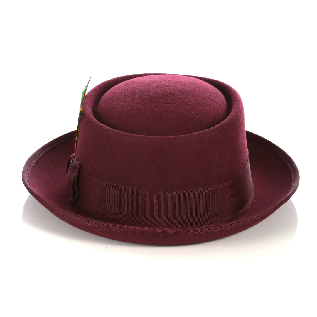 Burgundy Wool Pork Pie Hat - FHYINC best men&