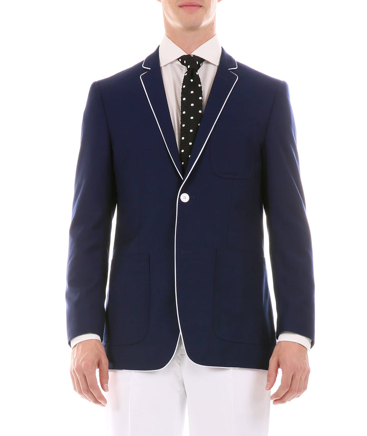 Mens Porter Navy Slim Fit Blazer - FHYINC best men&