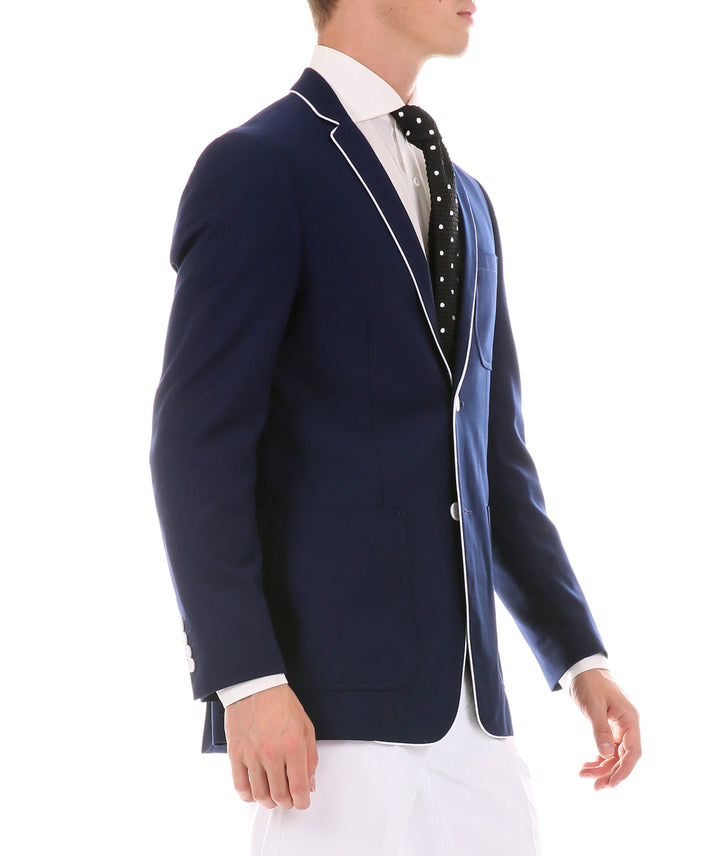 Mens Porter Navy Slim Fit Blazer - FHYINC best men&