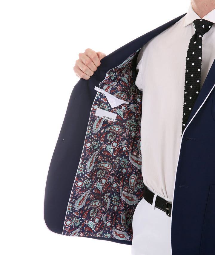 Mens Porter Navy Slim Fit Blazer - FHYINC best men&