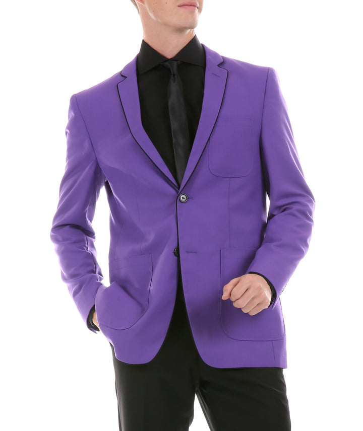 Mens Porter Purple Slim Fit Blazer - FHYINC best men&