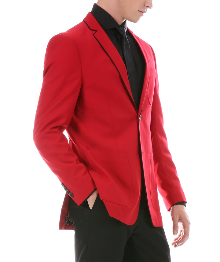 Mens Porter Red Slim Fit Blazer - FHYINC best men&