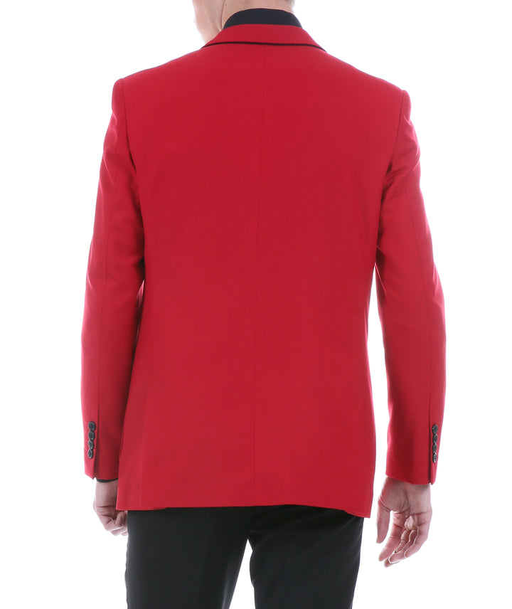 Mens Porter Red Slim Fit Blazer - FHYINC best men&