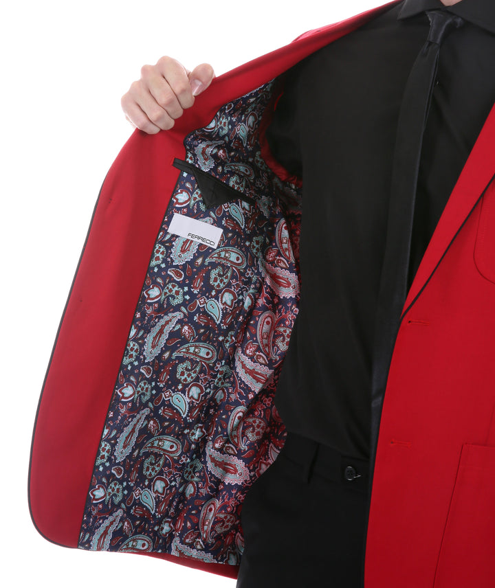 Mens Porter Red Slim Fit Blazer - FHYINC best men&