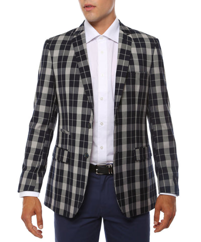 The Preston Plaid Check Slim Fit Mens Blazer - FHYINC best men's suits, tuxedos, formal men's wear wholesale