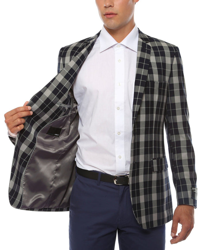 The Preston Plaid Check Slim Fit Mens Blazer - FHYINC best men&