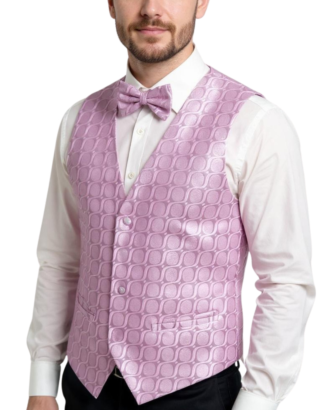 pink dress shirt with black vest old) Pink Shirt & Formal Black Vest