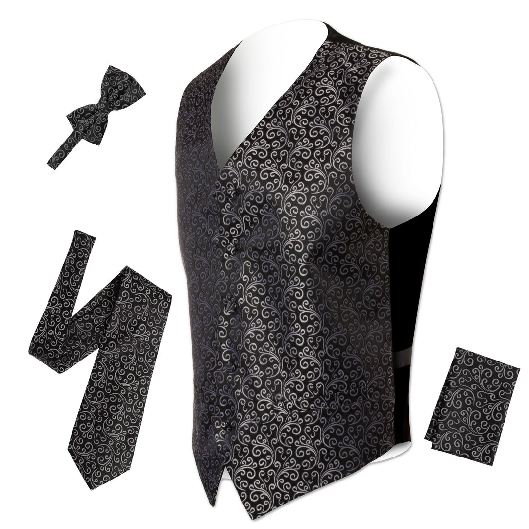 Ferrecci Mens PV50-1 Black Silver Vest Set - FHYINC best men&