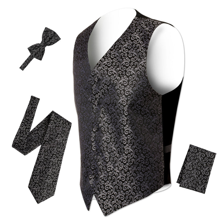Ferrecci Mens PV50-1 Black Silver Vest Set - FHYINC best men&