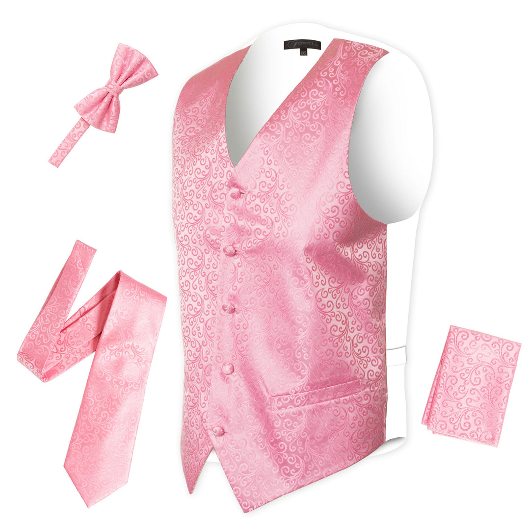 Ferrecci Mens PV50-11 Pink White Vest Set - FHYINC best men&