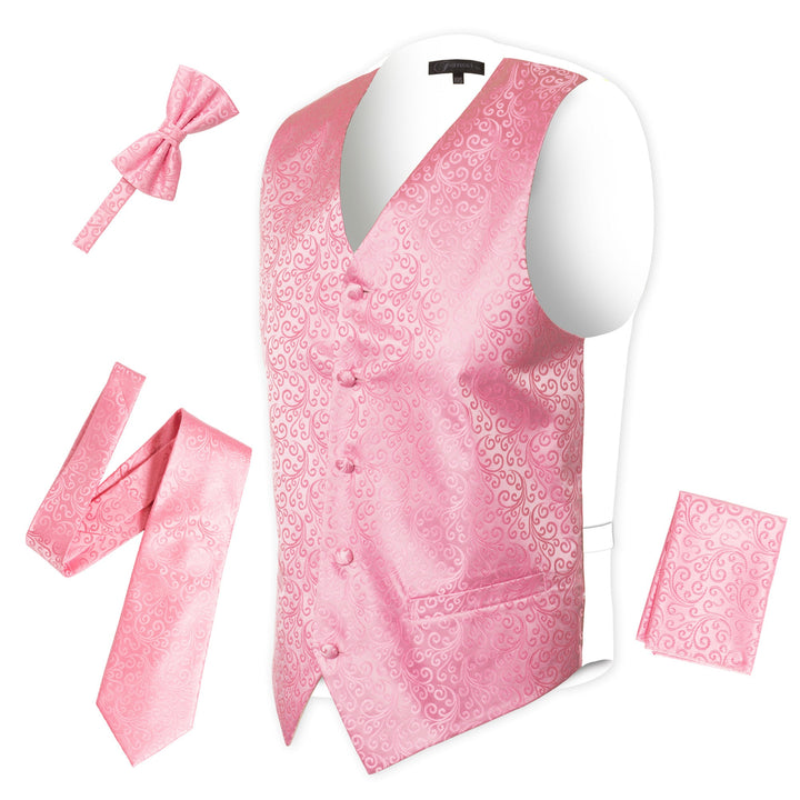 Ferrecci Mens PV50-11 Pink White Vest Set - FHYINC best men&