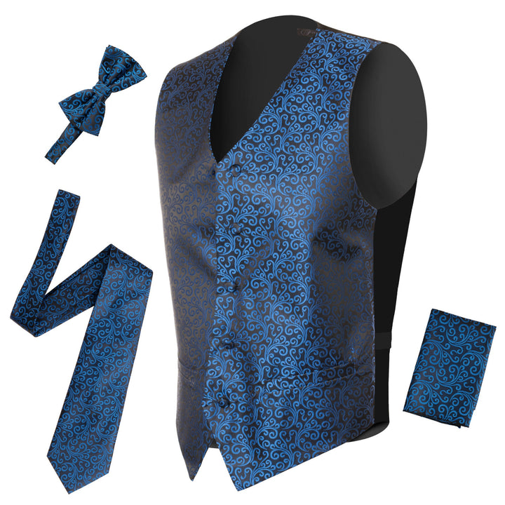 Ferrecci Mens PV50-3 Blue Black Vest Set - FHYINC best men&