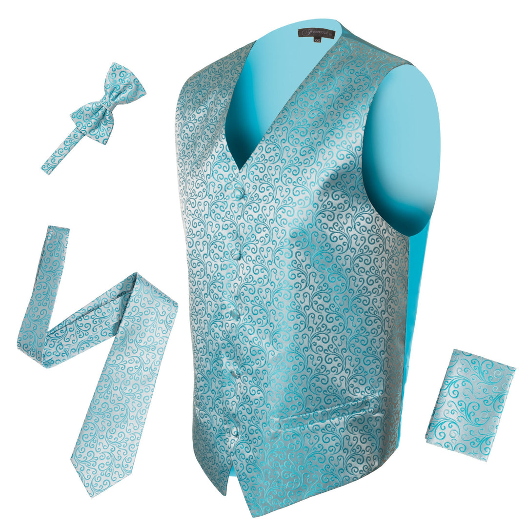 Ferrecci Mens PV50-6 Turquoise Vest Set - FHYINC best men&