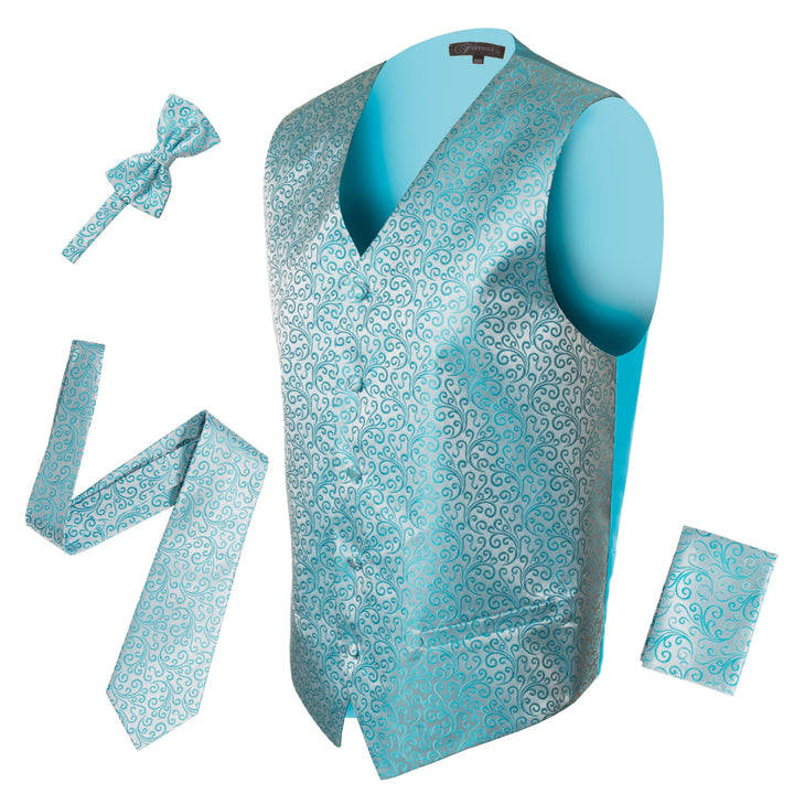 Ferrecci Mens PV50-6 Turquoise Vest Set - FHYINC best men&