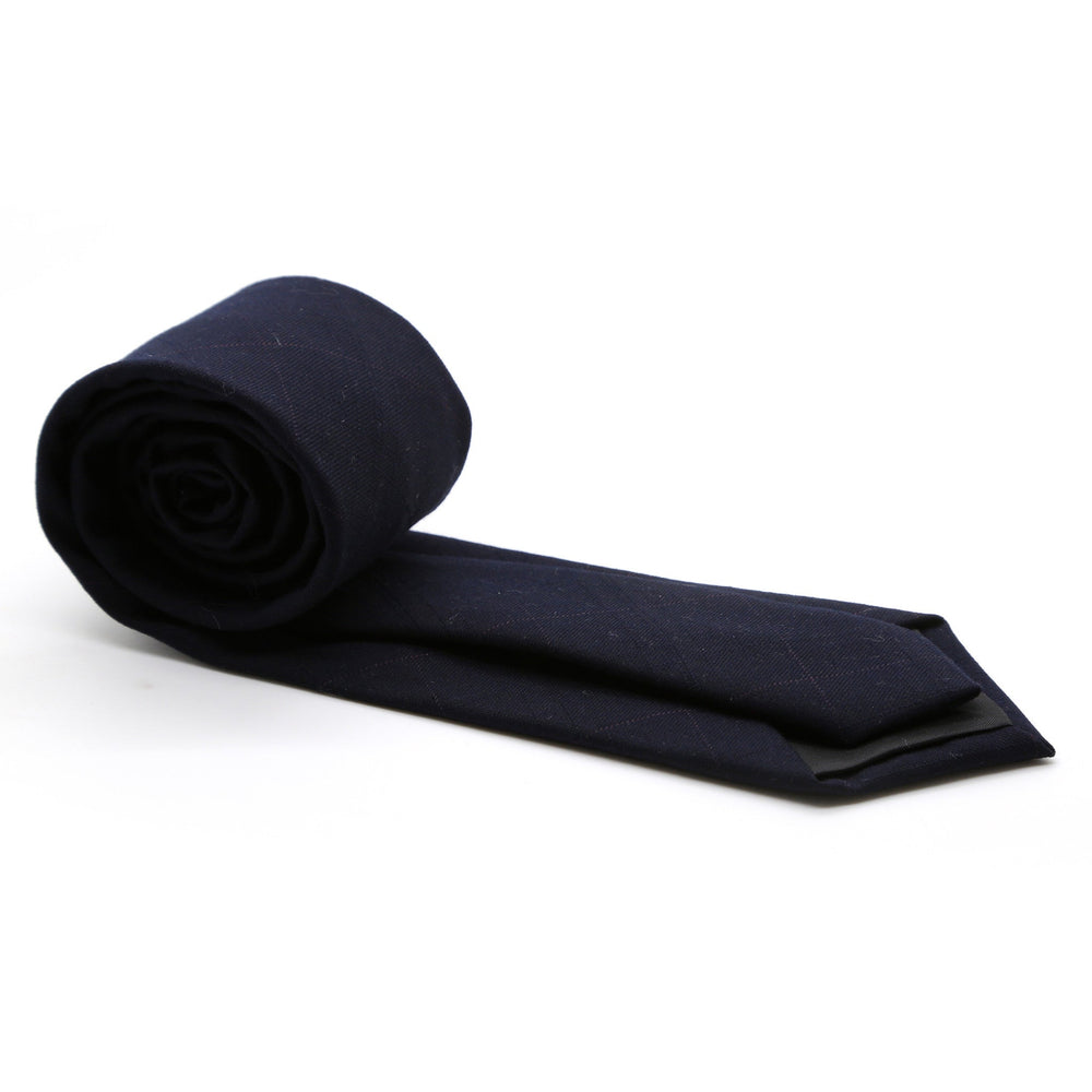Slim Navy Blue and Burgundy Plaid Neckties & Handkerchief - FHYINC