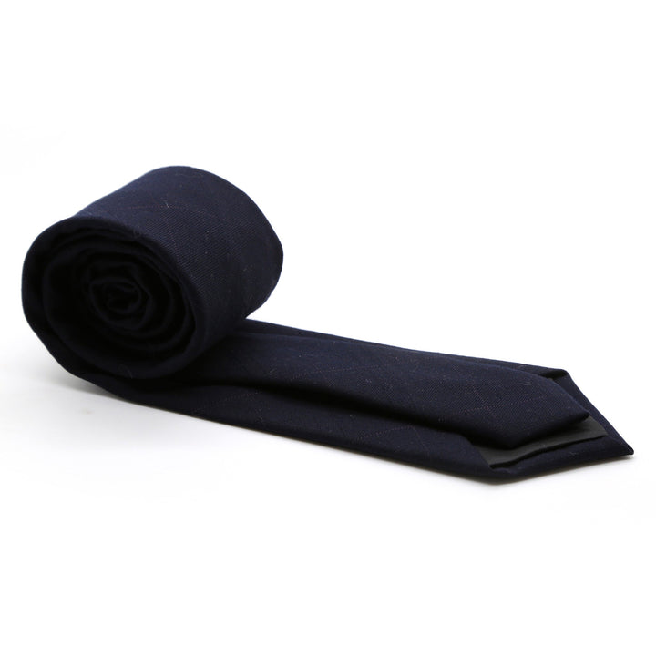 Slim Navy Blue and Burgundy Plaid Neckties &amp; Handkerchief - FHYINC