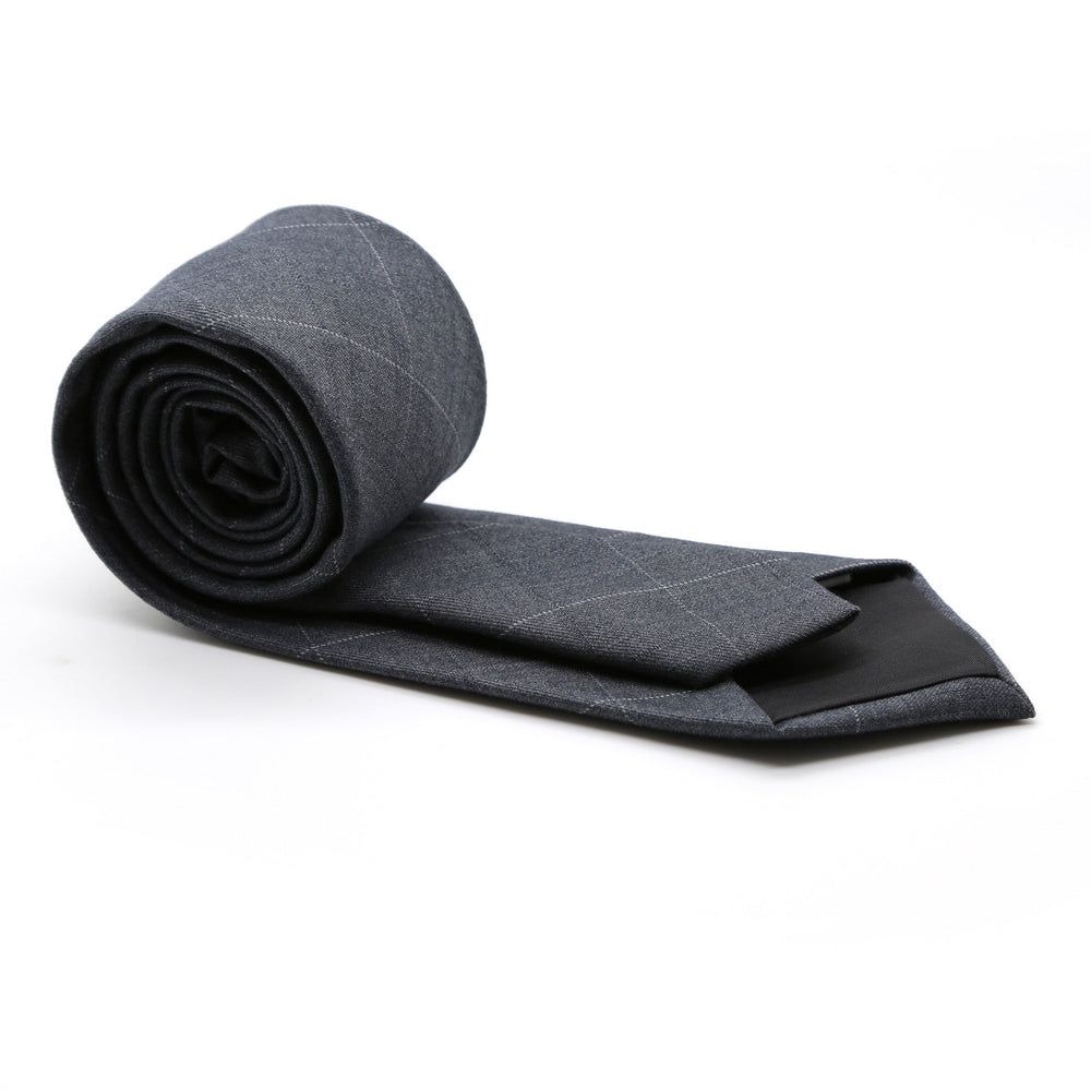 Slim Grey Plaid Neckties & Handkerchief - FHYINC