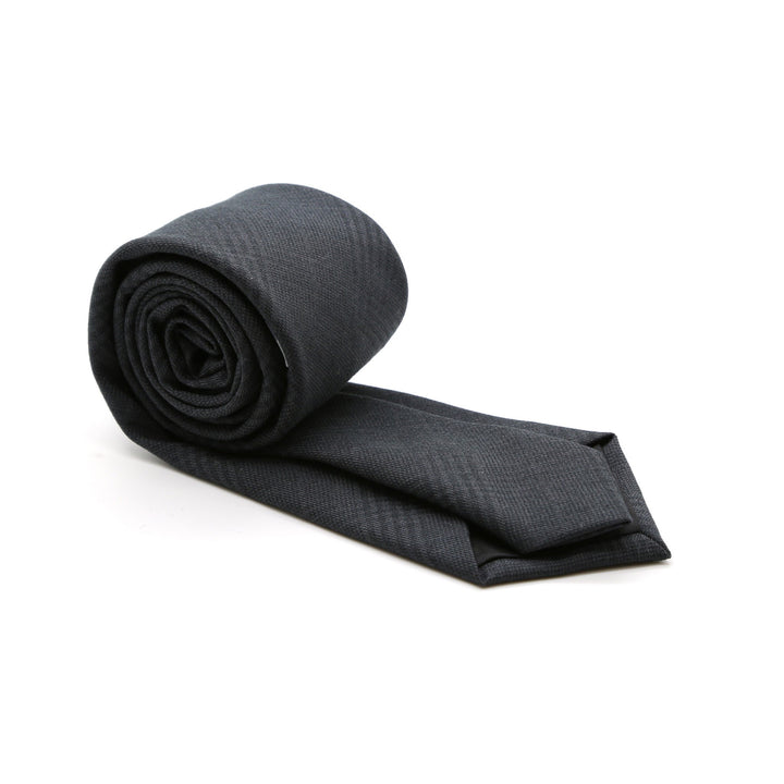 Slim Tone on Tone Charcoal Plaid Necktie &amp; Handkerchief - FHYINC