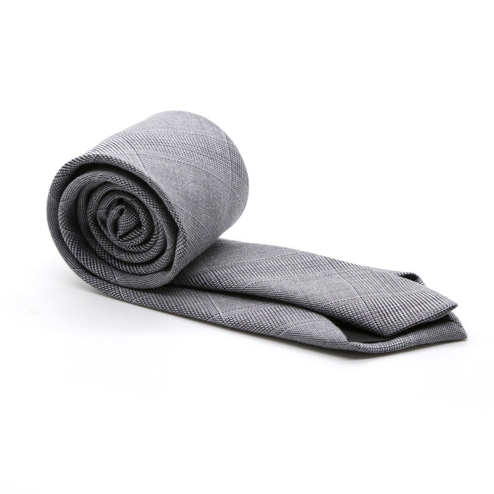 Slim Light Grey &amp; Lavender Plaid Neckties &amp; Handkerchief - FHYINC