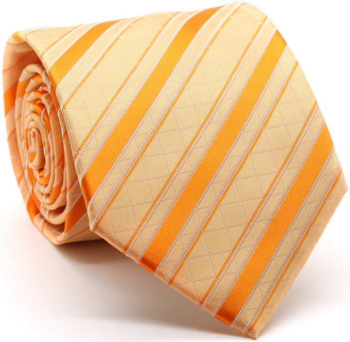 Mens Dads Classic Yellow Striped Pattern Business Casual Necktie &amp; Hanky Set Q-1 - FHYINC best men&