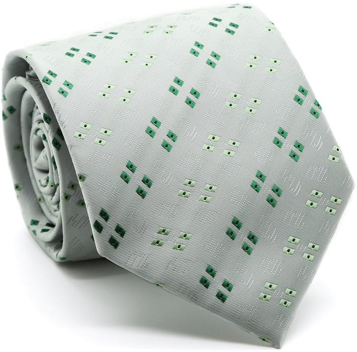 Mens Dads Classic Green Geometric Pattern Business Casual Necktie &amp; Hanky Set QO-3 - FHYINC best men&