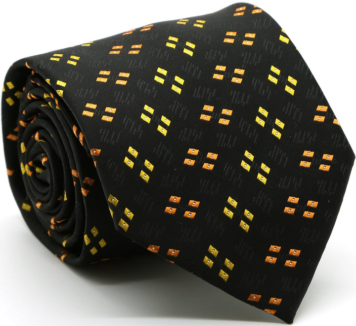 Mens Dads Classic Yellow Geometric Pattern Business Casual Necktie &amp; Hanky Set QO-5 - FHYINC best men&
