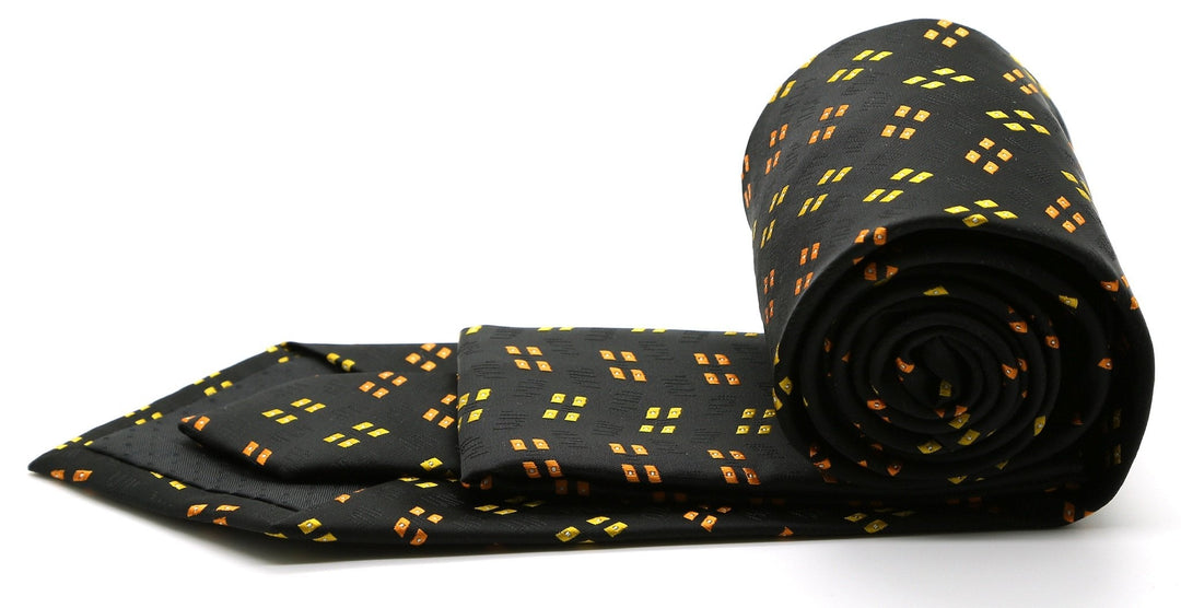 Mens Dads Classic Yellow Geometric Pattern Business Casual Necktie &amp; Hanky Set QO-5 - FHYINC best men&