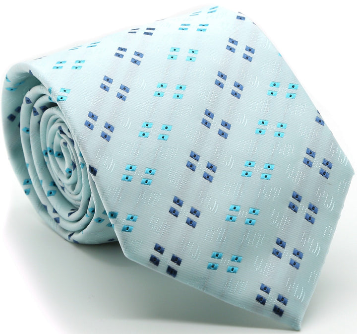 Mens Dads Classic Blue Geometric Pattern Business Casual Necktie &amp; Hanky Set QO-9 - FHYINC best men&