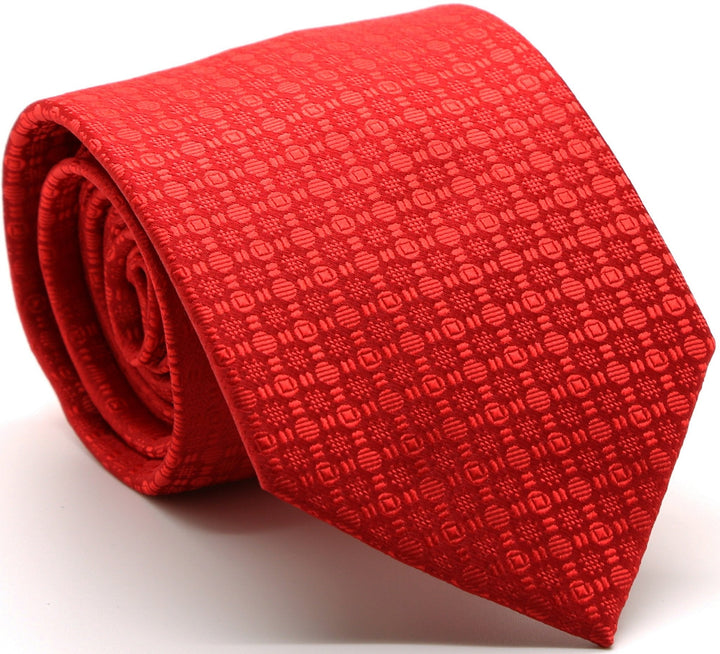Mens Dads Classic Red Geometric Pattern Business Casual Necktie &amp; Hanky Set R-1 - FHYINC best men&