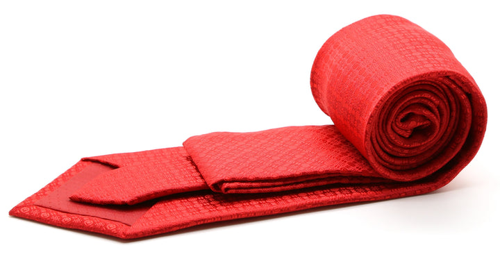 Mens Dads Classic Red Geometric Pattern Business Casual Necktie &amp; Hanky Set R-1 - FHYINC best men&