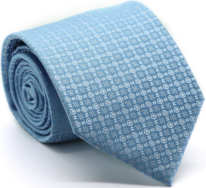 Mens Dads Classic Blue Geometric Pattern Business Casual Necktie &amp; Hanky Set R-11 - FHYINC best men&