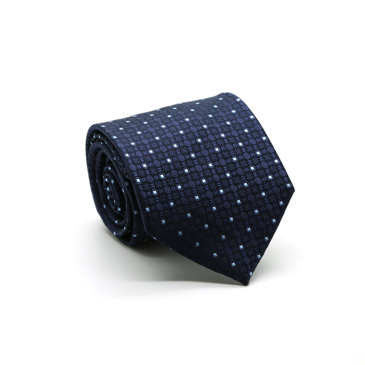 Ferrecci Mens Navy Geometric Necktie with Handkerchief Set - FHYINC best men&