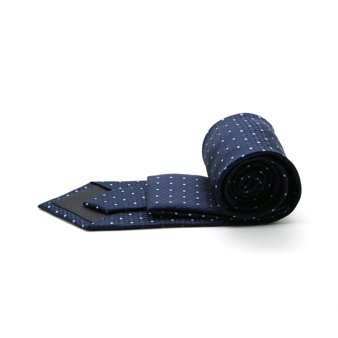 Ferrecci Mens Navy Geometric Necktie with Handkerchief Set - FHYINC best men&