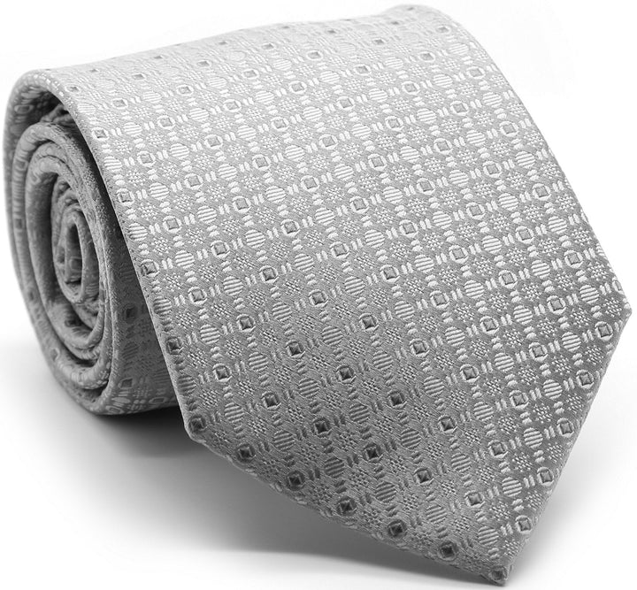 Mens Dads Classic Grey Geometric Pattern Business Casual Necktie &amp; Hanky Set R-5 - FHYINC best men&