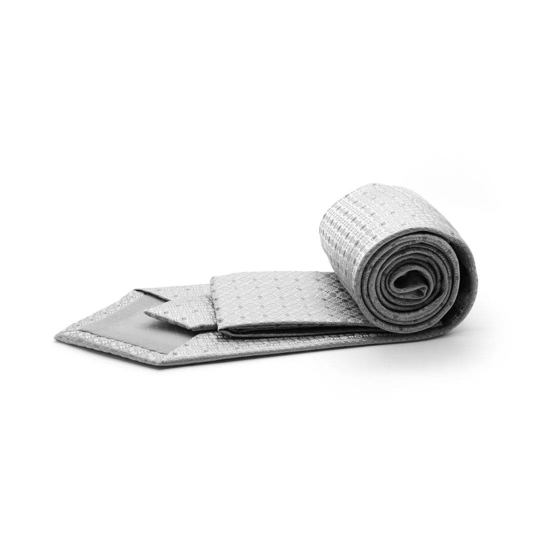 Ferrecci Mens Grey Geometric Necktie with Handkerchief Set - FHYINC best men&
