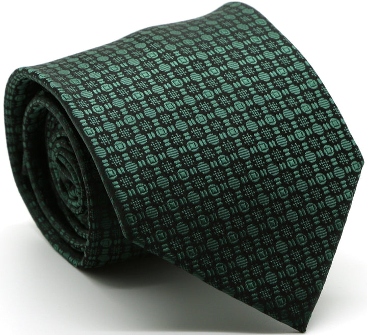 Mens Dads Classic Green Geometric Pattern Business Casual Necktie &amp; Hanky Set R-6 - FHYINC best men&