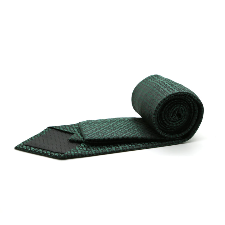 Ferrecci Mens Green Geometric Necktie with Handkerchief Set - FHYINC best men&